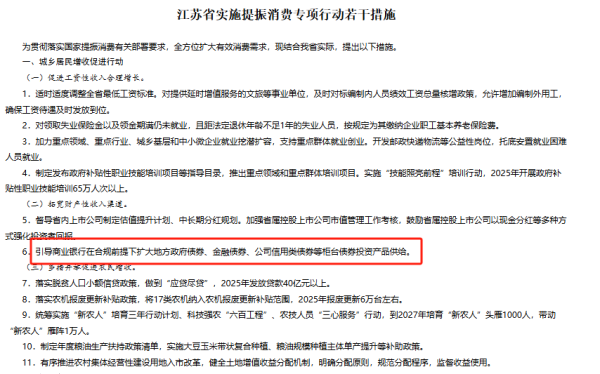 杠杆炒股 江苏：引导商业银行扩大地方债、金融债券等柜台债券投资产品供给
